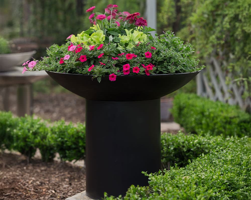 42” Natural Rust Patina Round Bowl Tall Planter